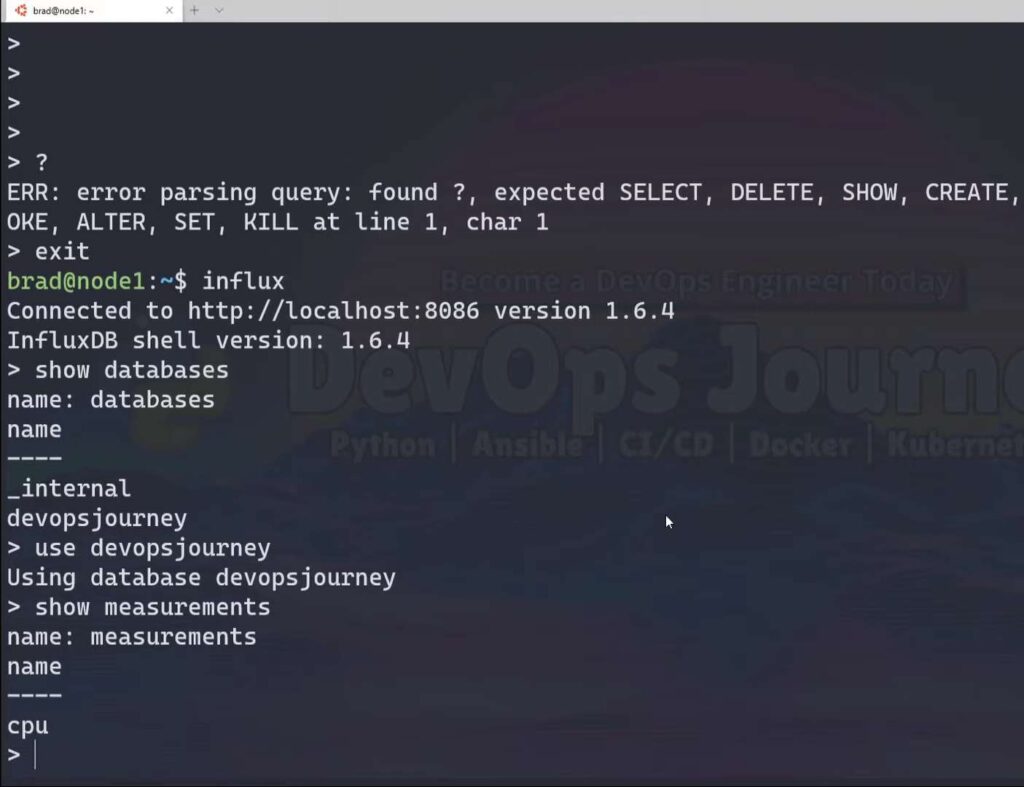 Work process in InfluxDB programm